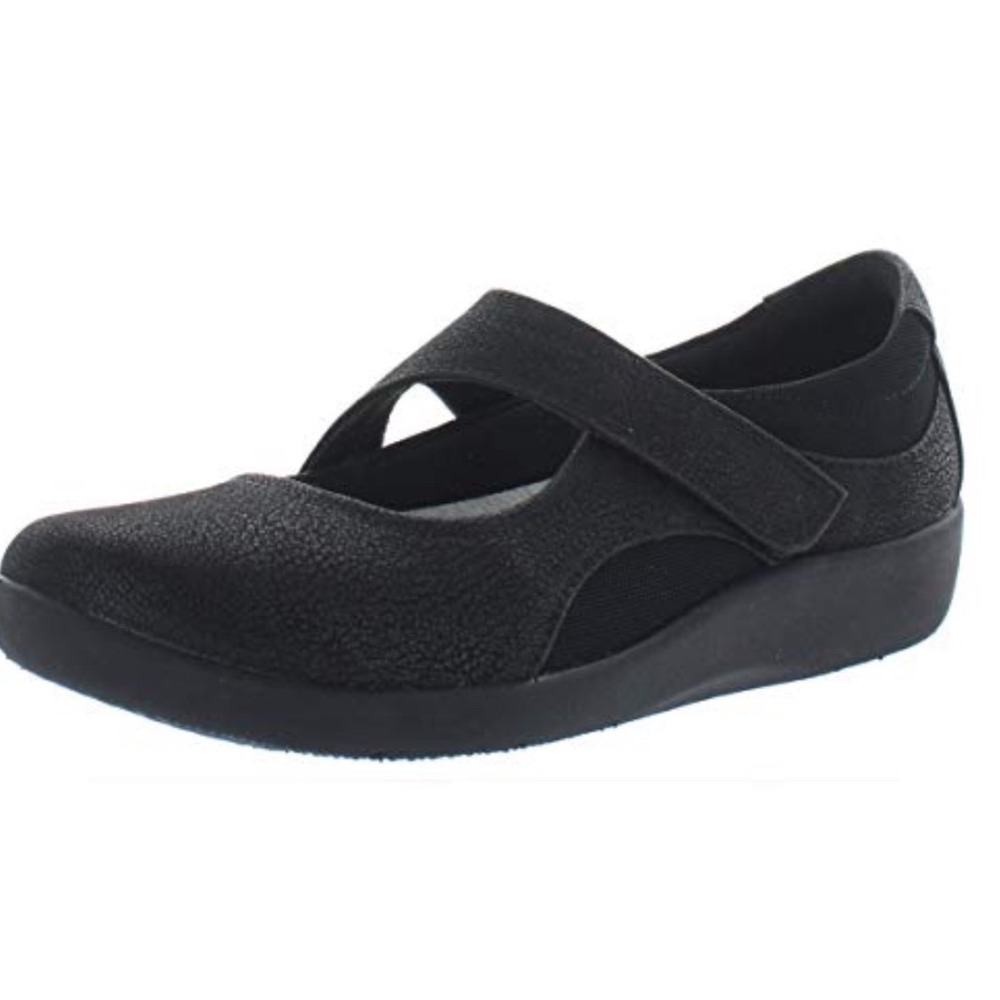 Clarks Black Sillian Bella Mary Jane Comfort Flats Women's Size 8.5